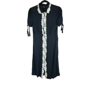 Theory lace trim whimsigoth dress Wednesday Addams semi sheer black womens 8